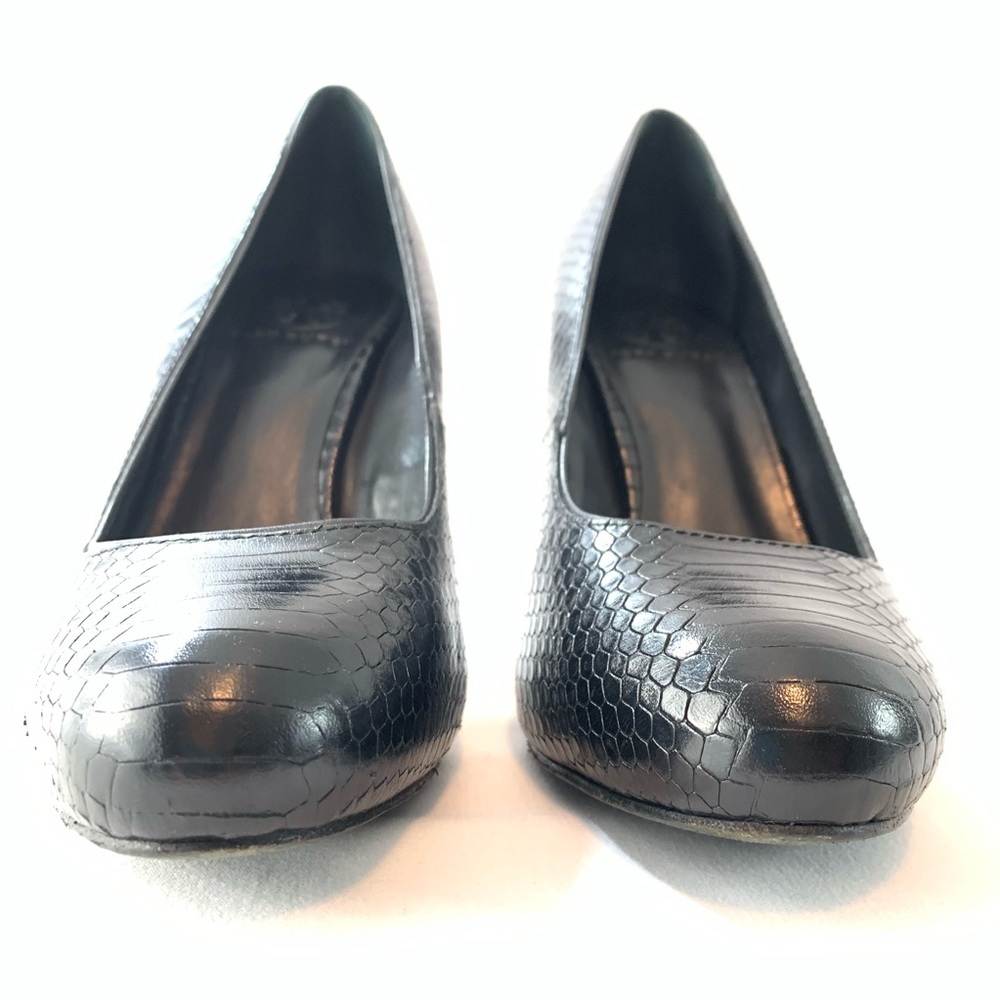 Tory Burch Black Leather Python Snake Heels Pump 7 - image 3